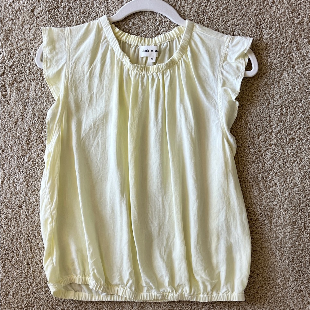 cloth & stone Pale Yellow Ruffled Sleeve Top